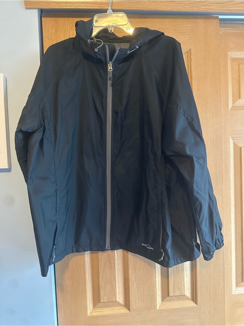 Eddie Bauer Black Hooded Windbreaker Jacket